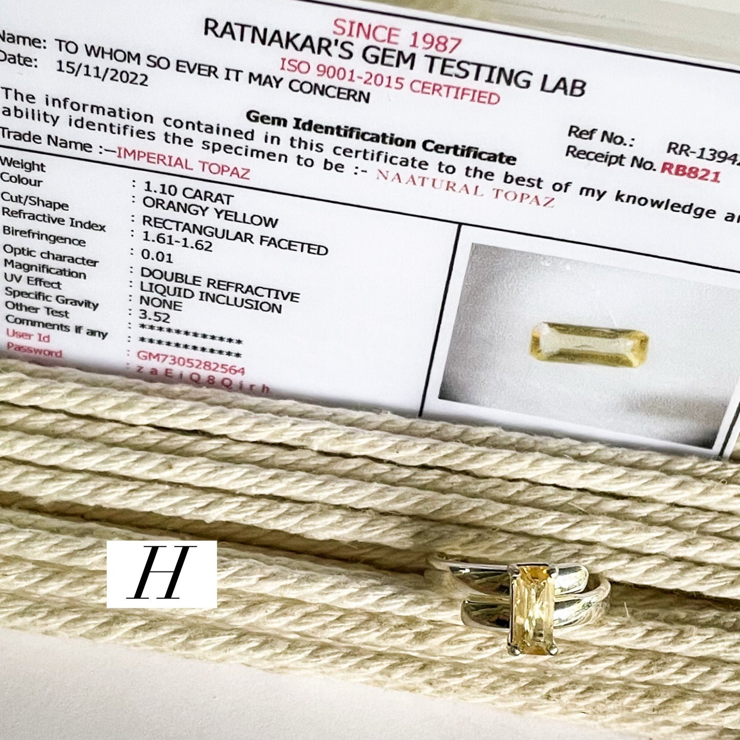 Certified Natural Imperial Topaz Prong Ring - Solid Sterling Silver