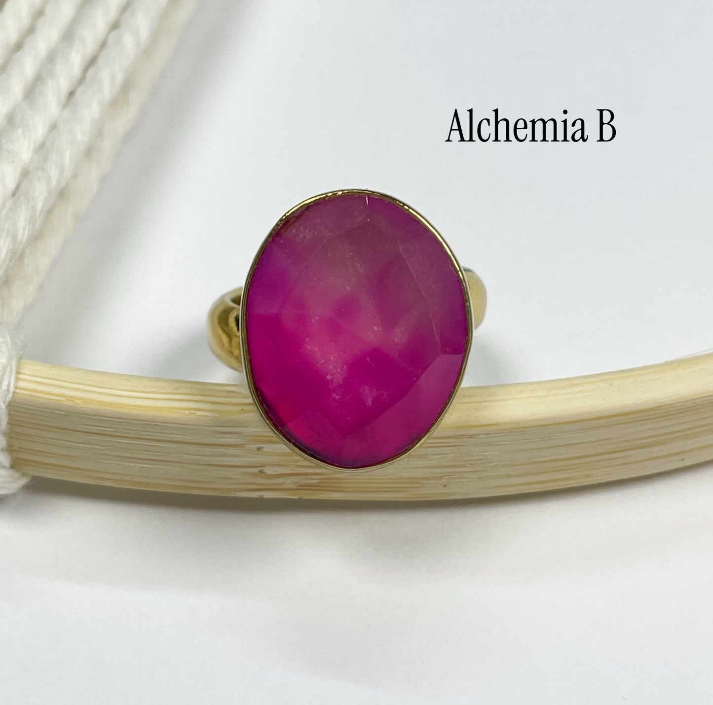 Hot Pink Chalcedony Ring - Both Metals