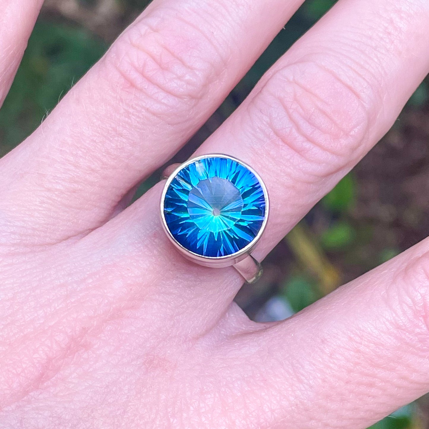 Blue Quartz Ring - Solid Sterling Silver