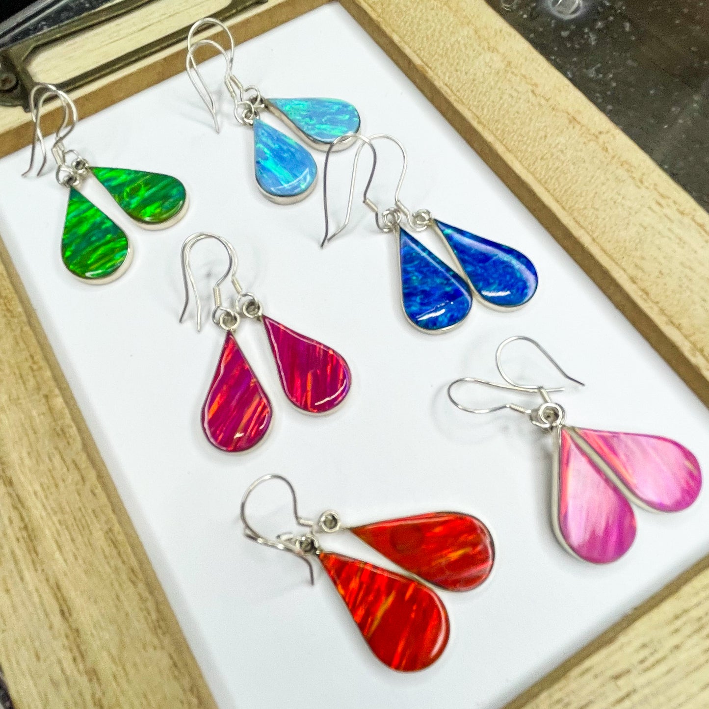 Teardrop Opal Dangle Earrings - SSS