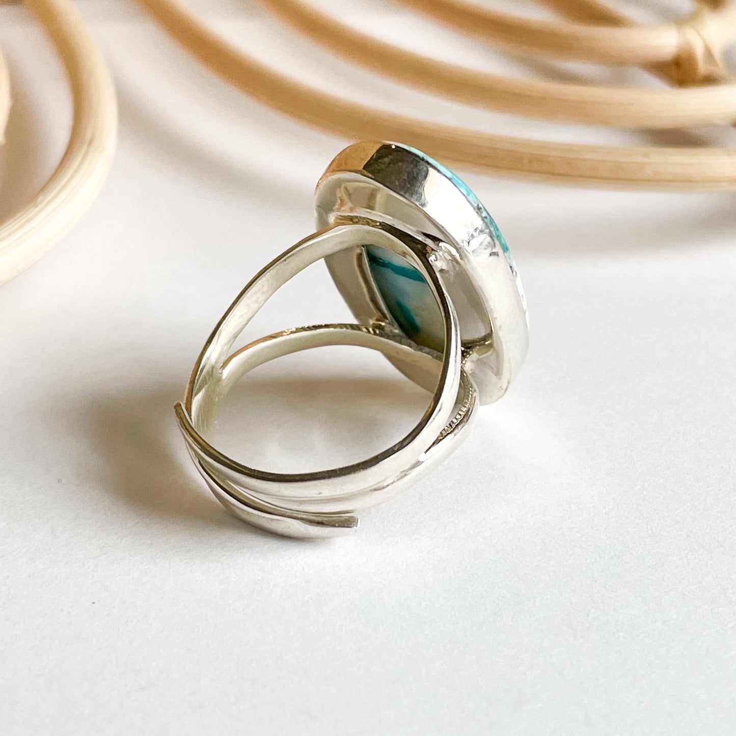 Turquoise Compost Ring - Solid Sterling Silver