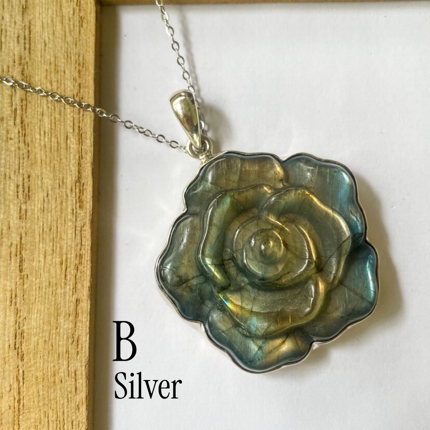 Labradorite Flower Pendant & Ring - Silver or Alchemia