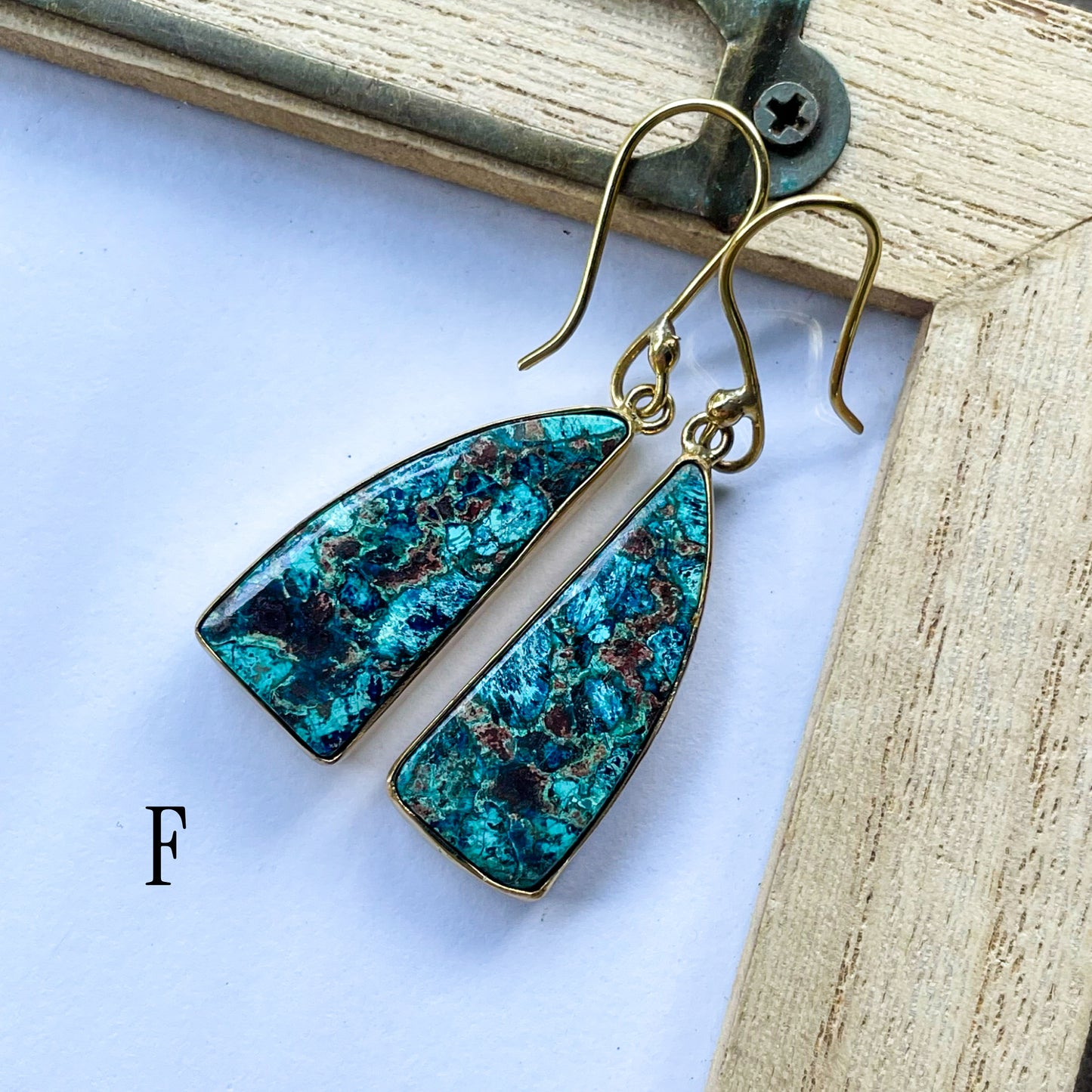 Shattuckite Azurite Dangle Earrings - Alchemia
