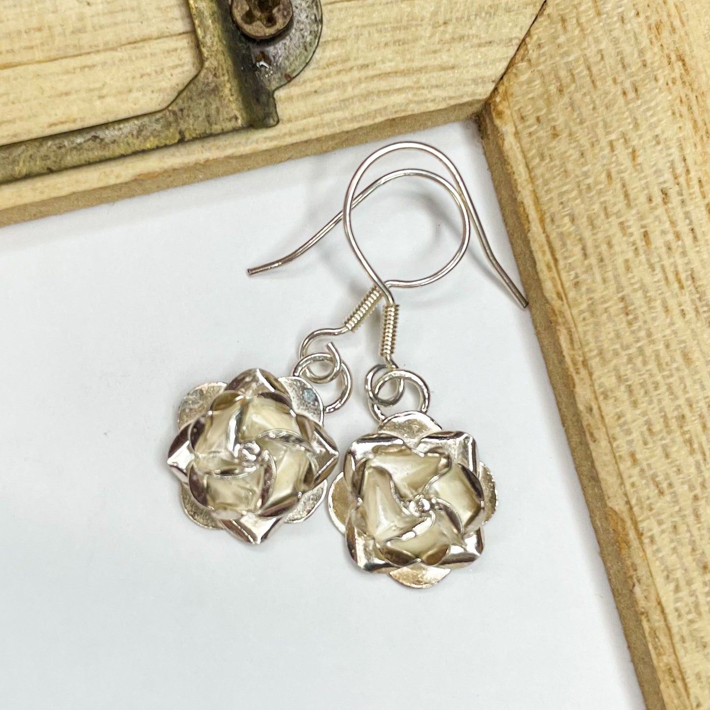 Rose Earrings - Solid Sterling Silver