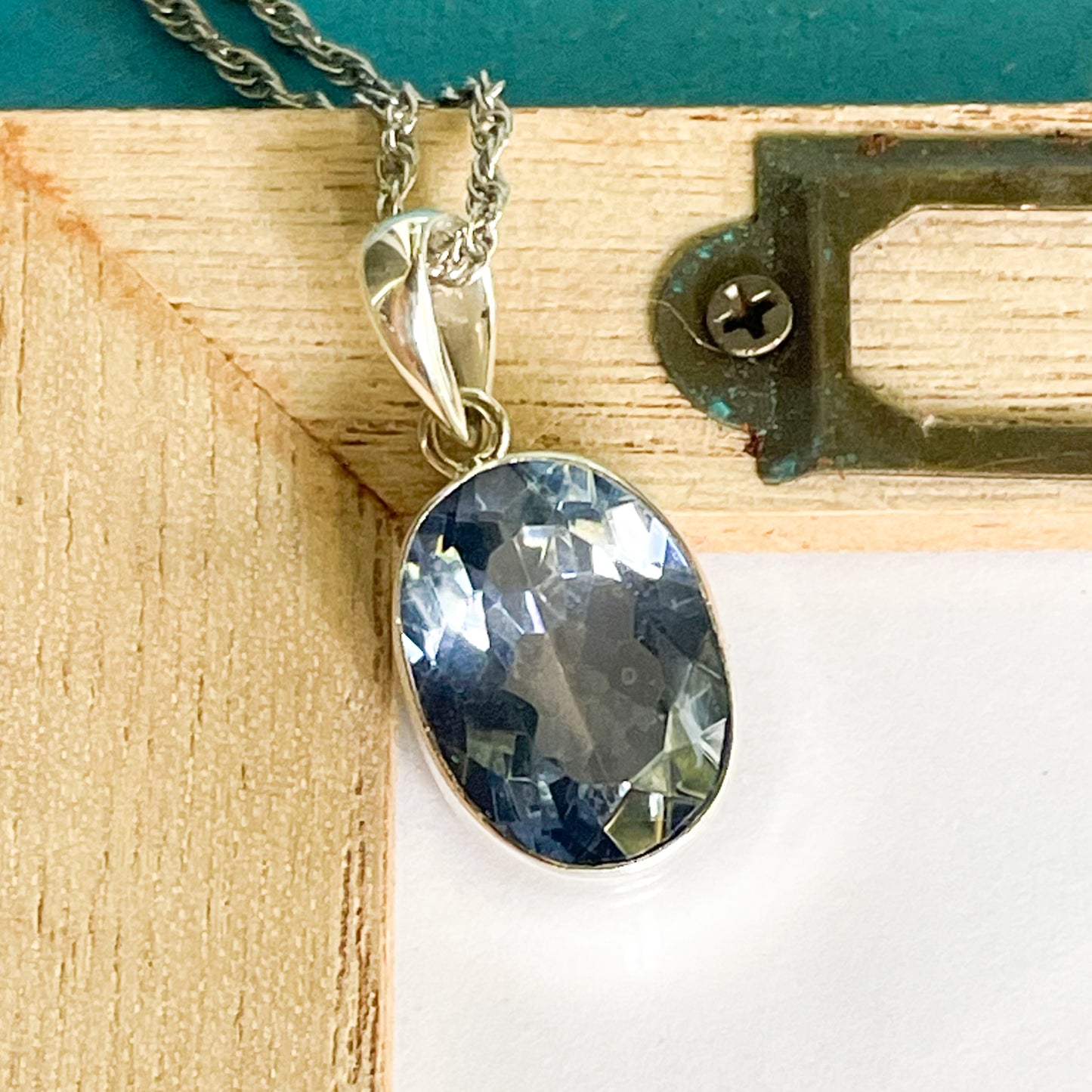 Blue Quartz Gemstone Ring & Pendant - Solid Sterling Silver