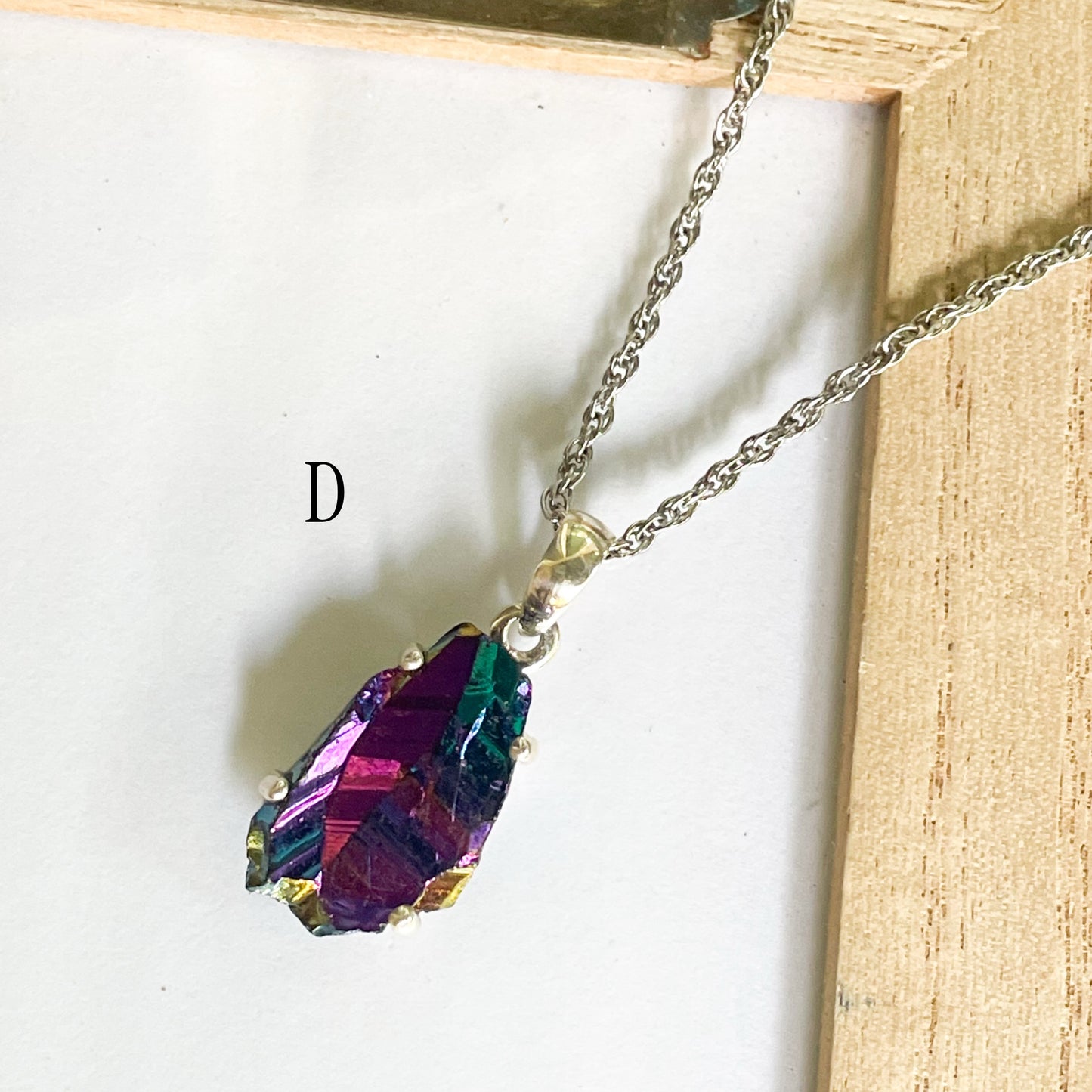 Metallic Treated Quartz Pendant - Solid Sterling Silver