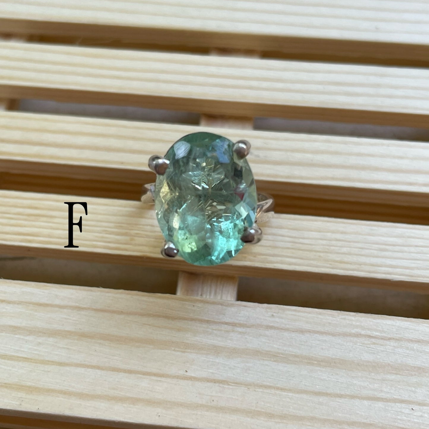 Fluorite Prong Rings - Solid Sterling Silver