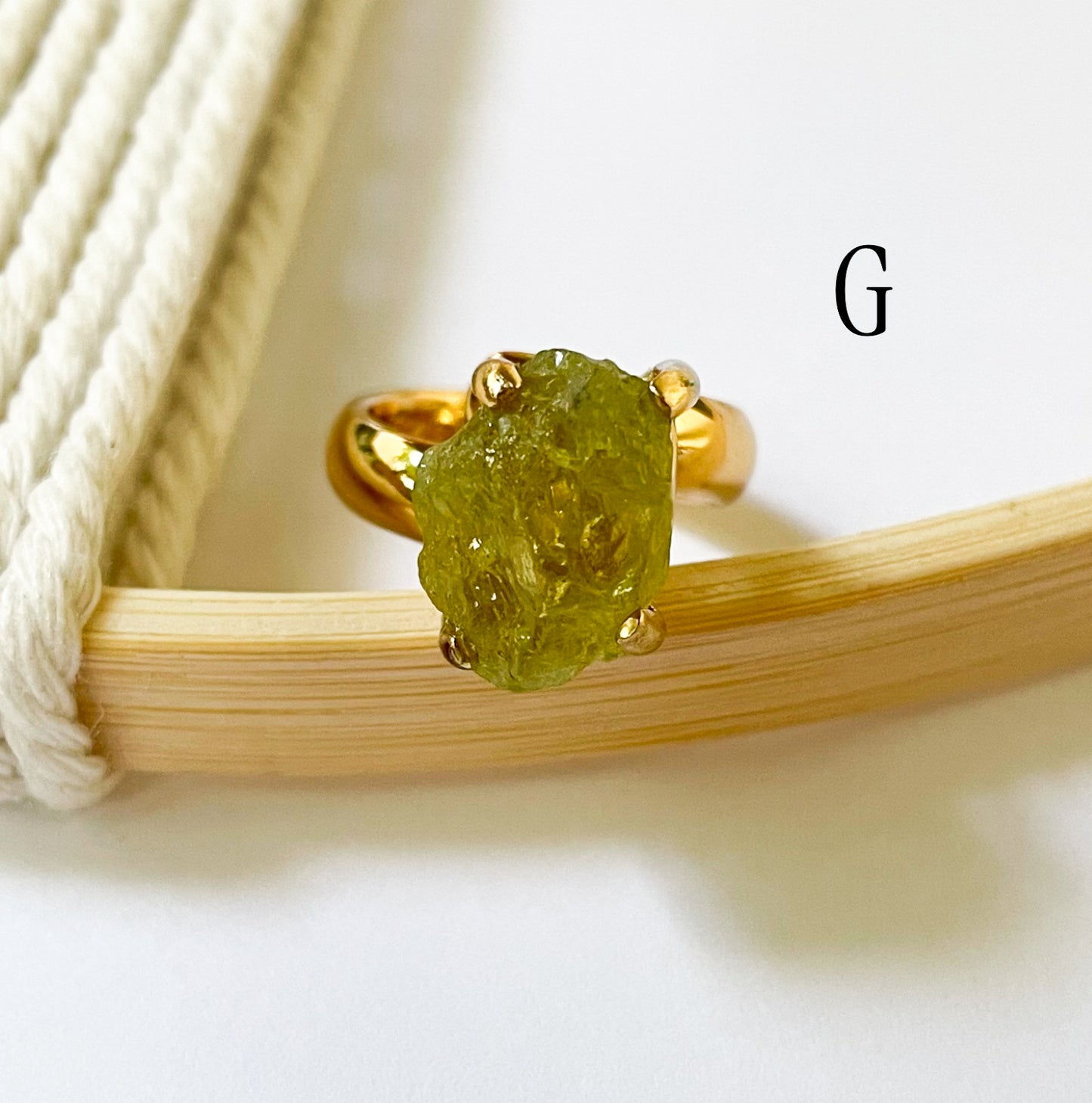 Raw Green Garnet Prong Ring - Alchemia Gold