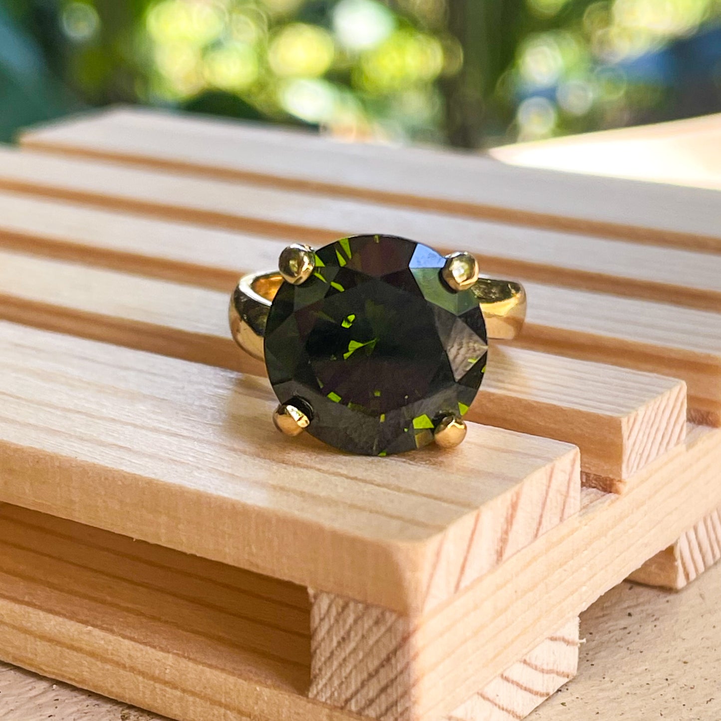 Green CZ Prong Ring - Alchemia