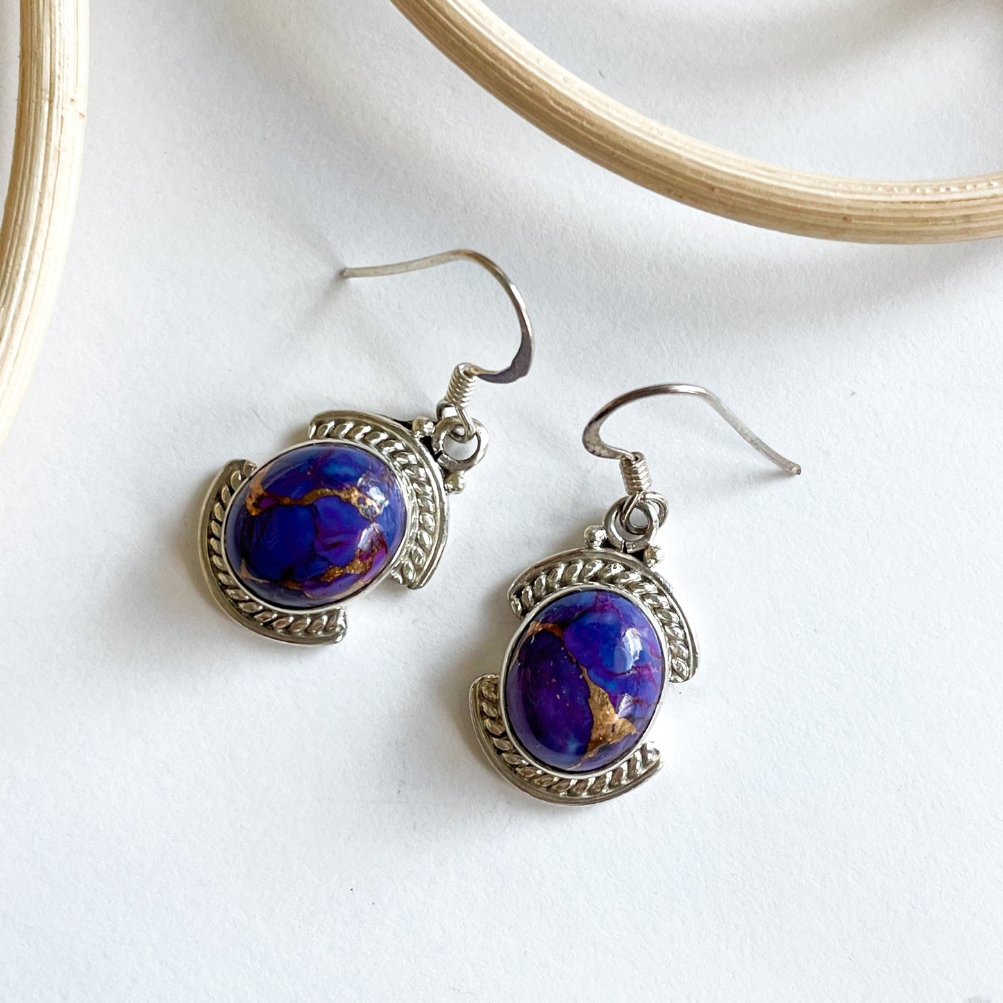 Purple Enhanced Turquoise Dangle Earring - SSS