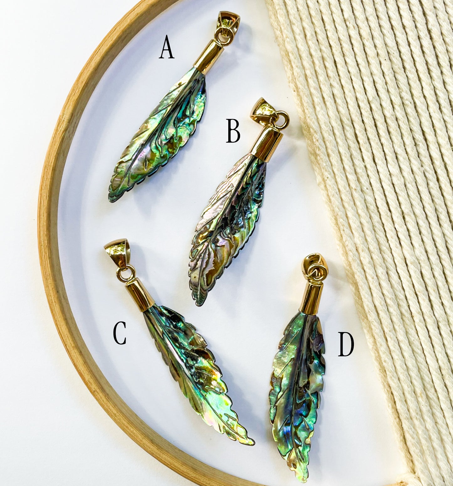 Abalone Feather Pendant - Alchemia Gold