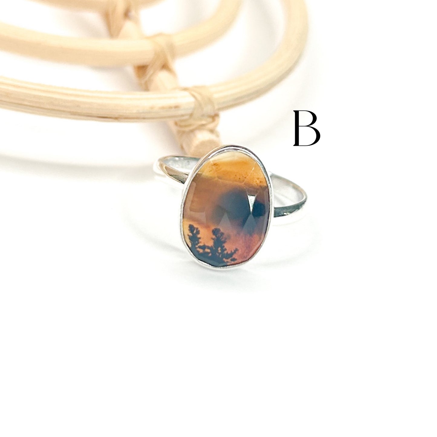 Montana Agate Faceted Ring - Solid Sterling Silver