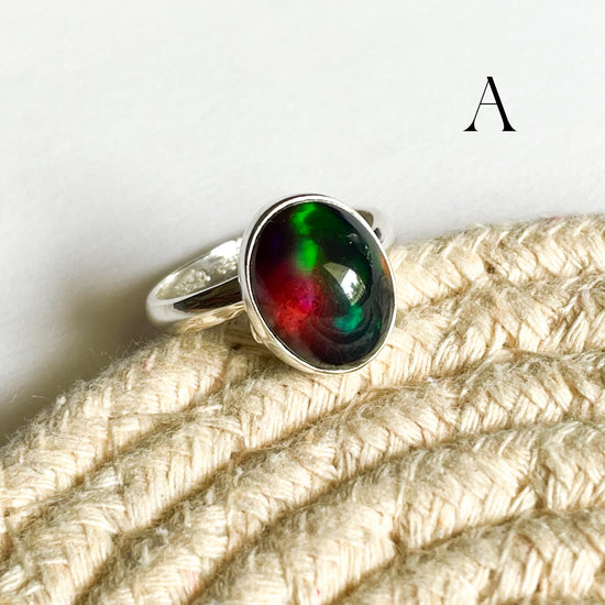 Black Opal Ring - Sterling Silver