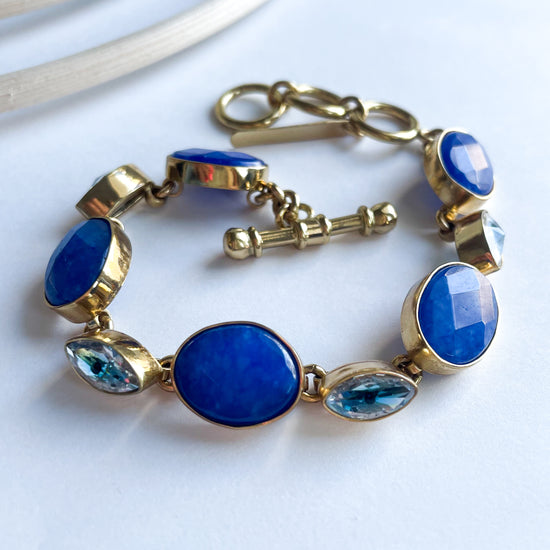 Blue Quartz & Evil Eye CZ Bracelet - Alchemia Gold
