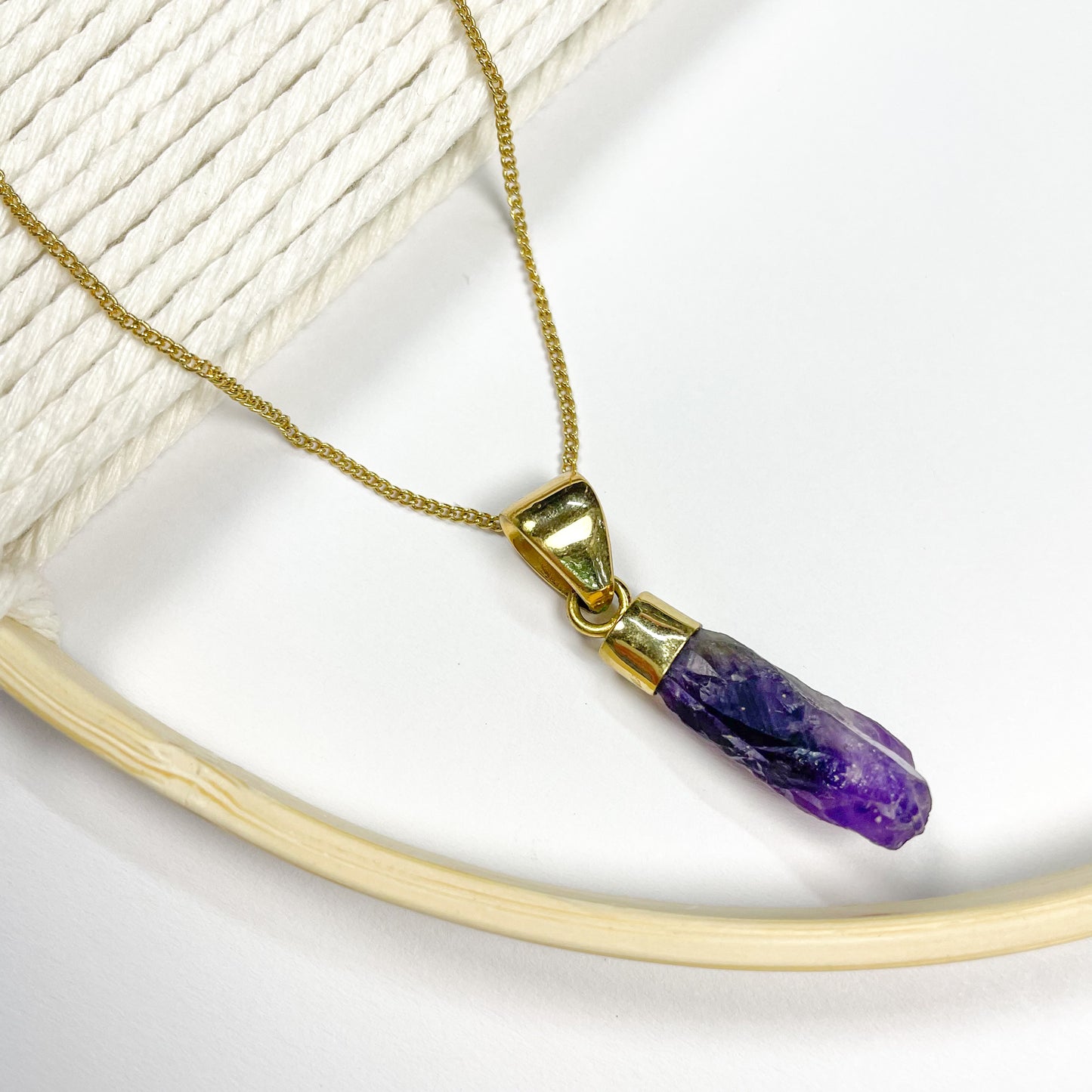 Dainty Amethyst Point Pendant - Alchemia Gold