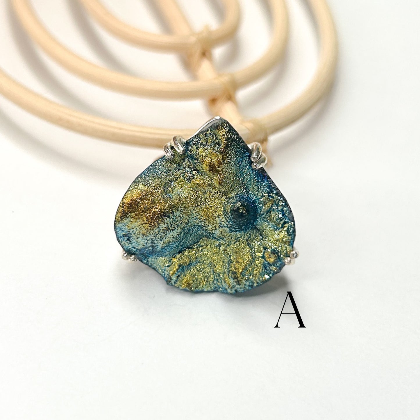 Titanium Druzy Prong Ring or Pendant - Solid Sterling Silver