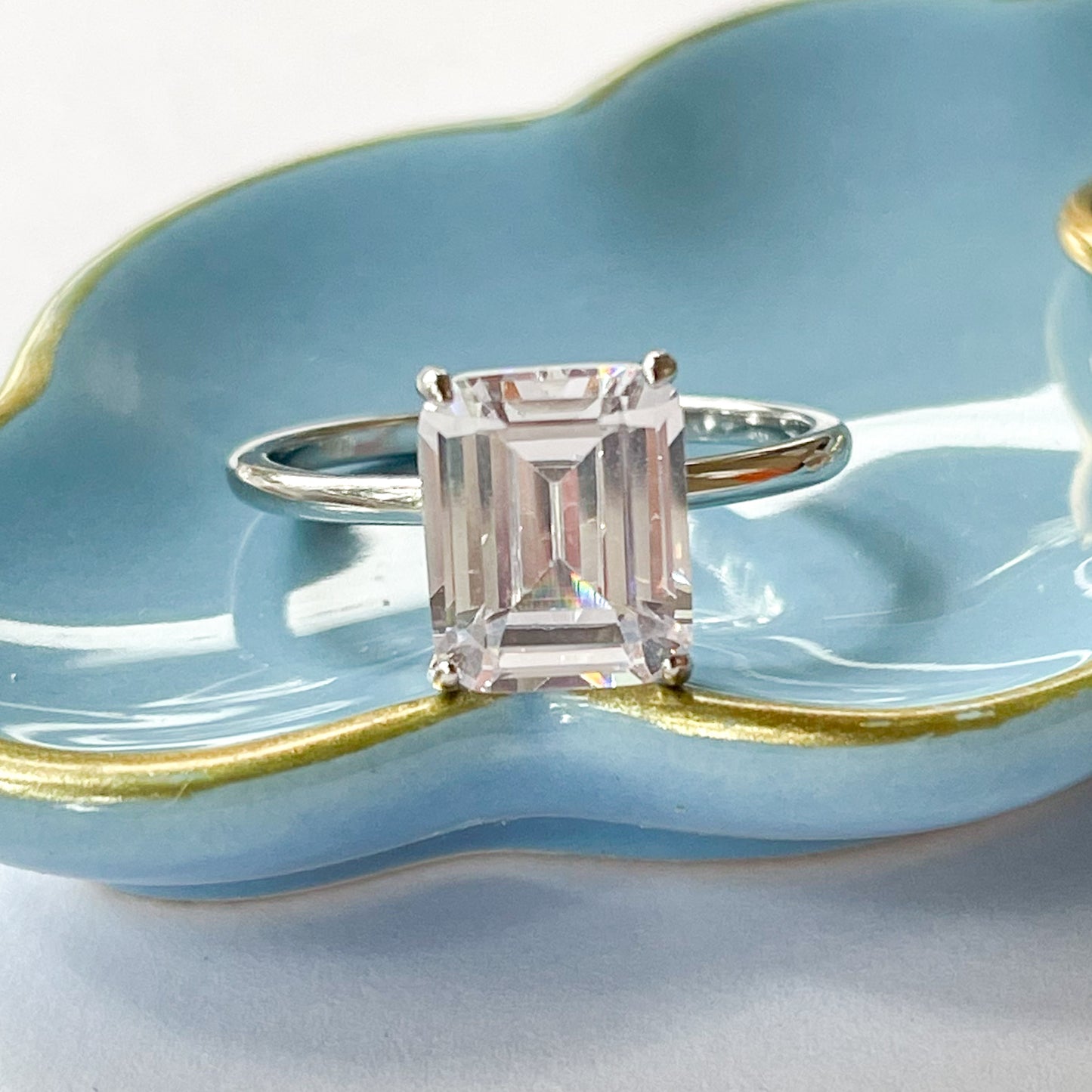 Sleek CZ Prong Sized Ring - Solid Sterling Silver or Vermeil