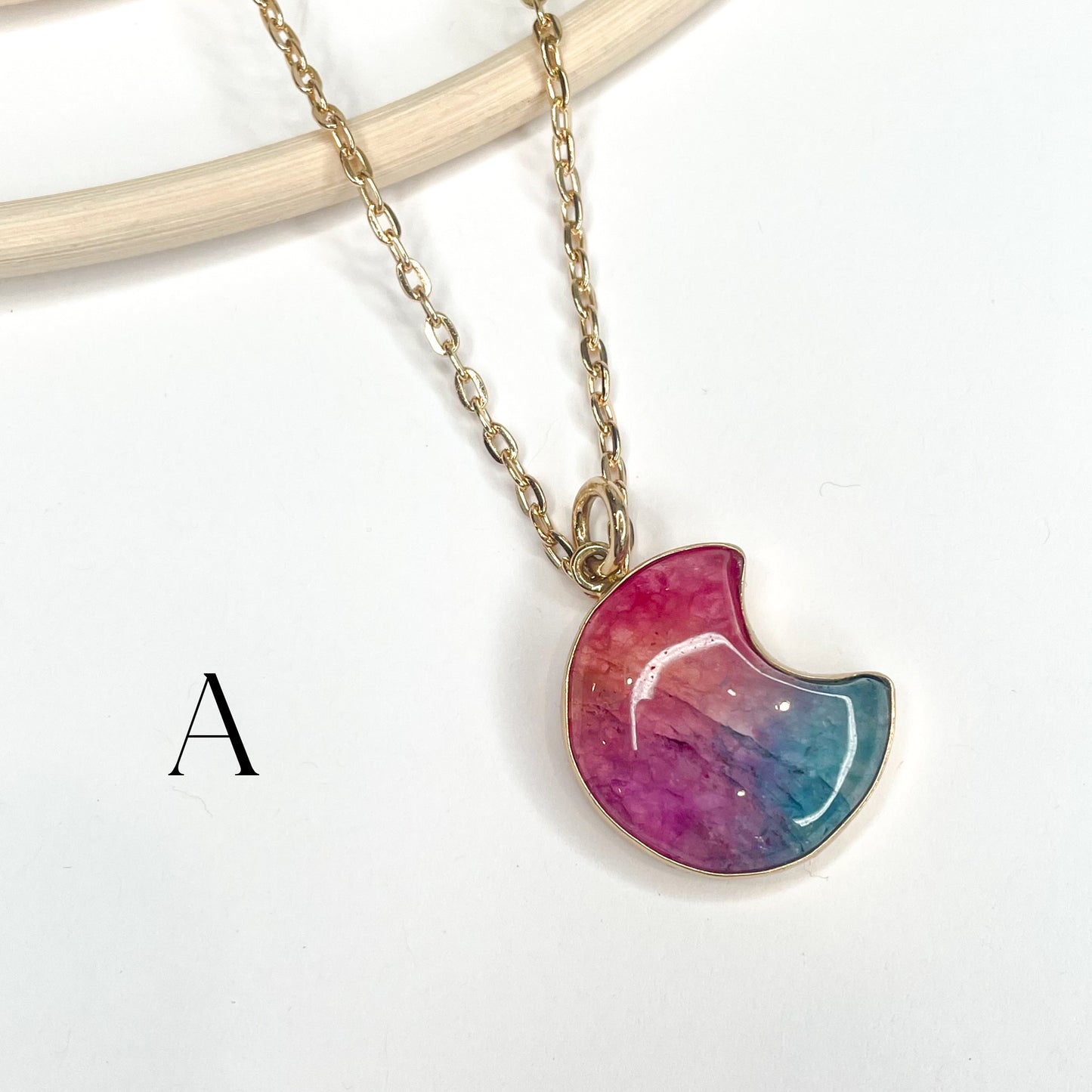 Solar Quartz Crescent Moon Pendant - Alchemia & Silver