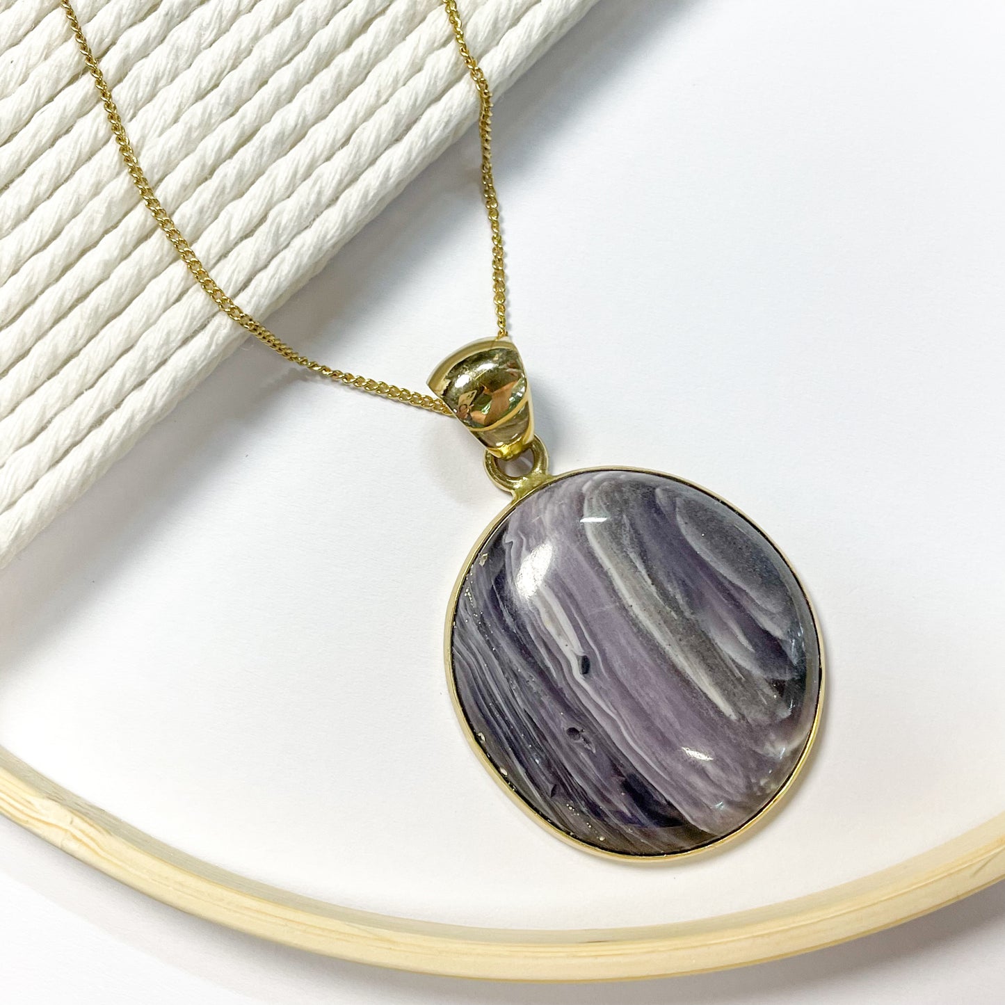 Purple Banded Agate Pendant - Alchemia Gold