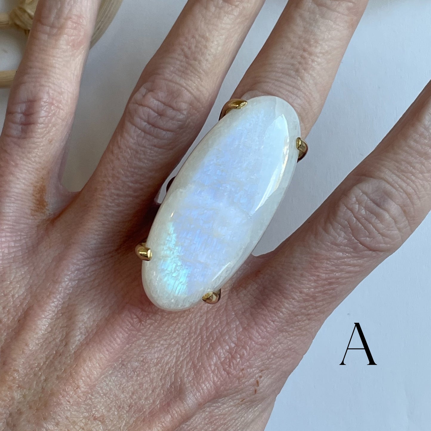 Rainbow Moonstone Statement Prong Ring - Alchemia