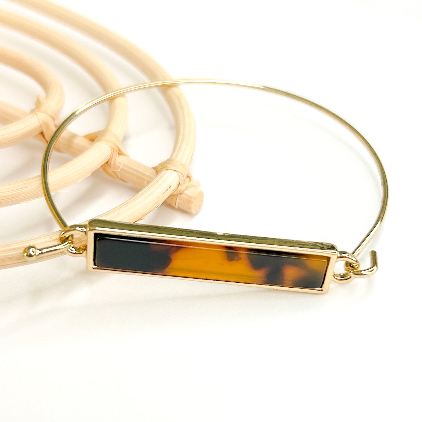Stone Look Bangle Cuff - 18K Gold Filled