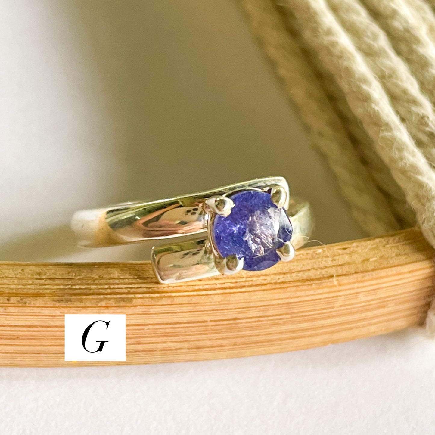 Certified Natural Tanzanite Prong Ring - Solid Sterling Silver
