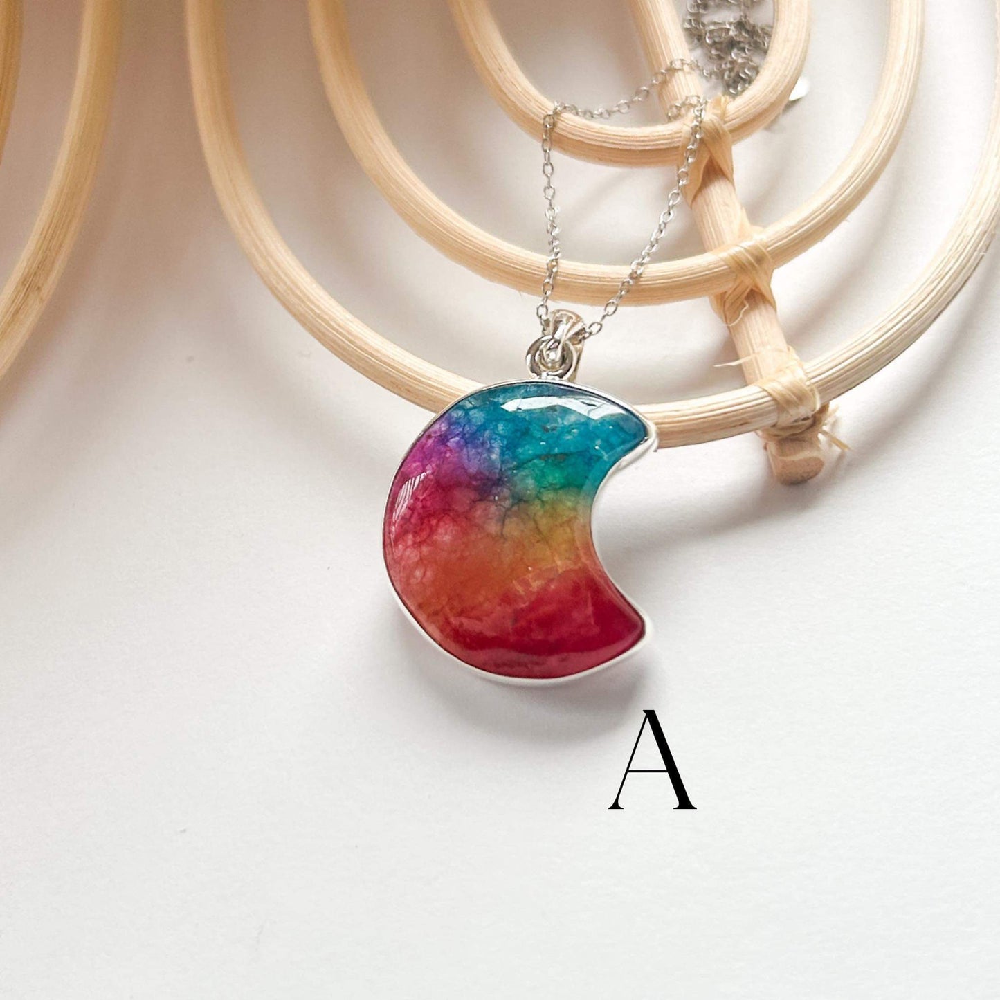 Solar Quartz Crescent Moon Pendant - Alchemia & Silver