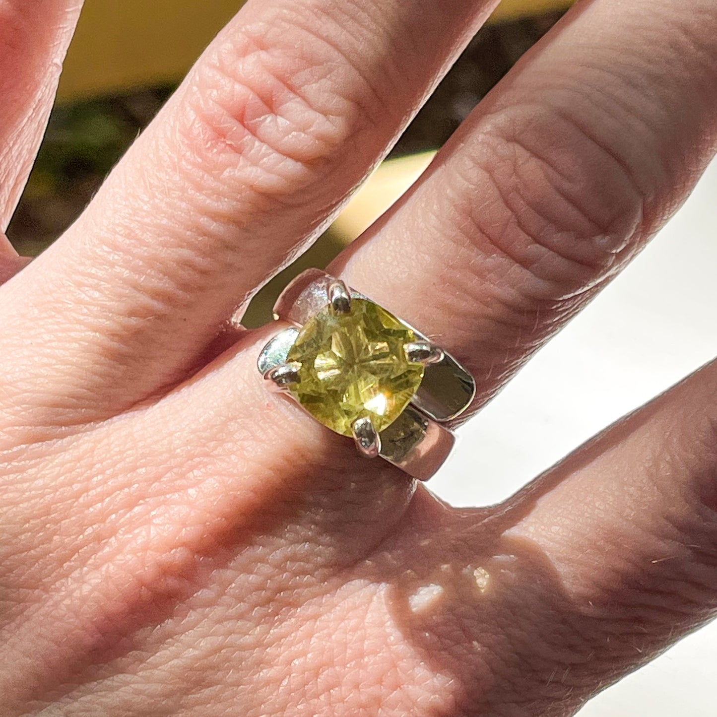 Lemon Quartz Prong Ring - Solid Sterling Silver