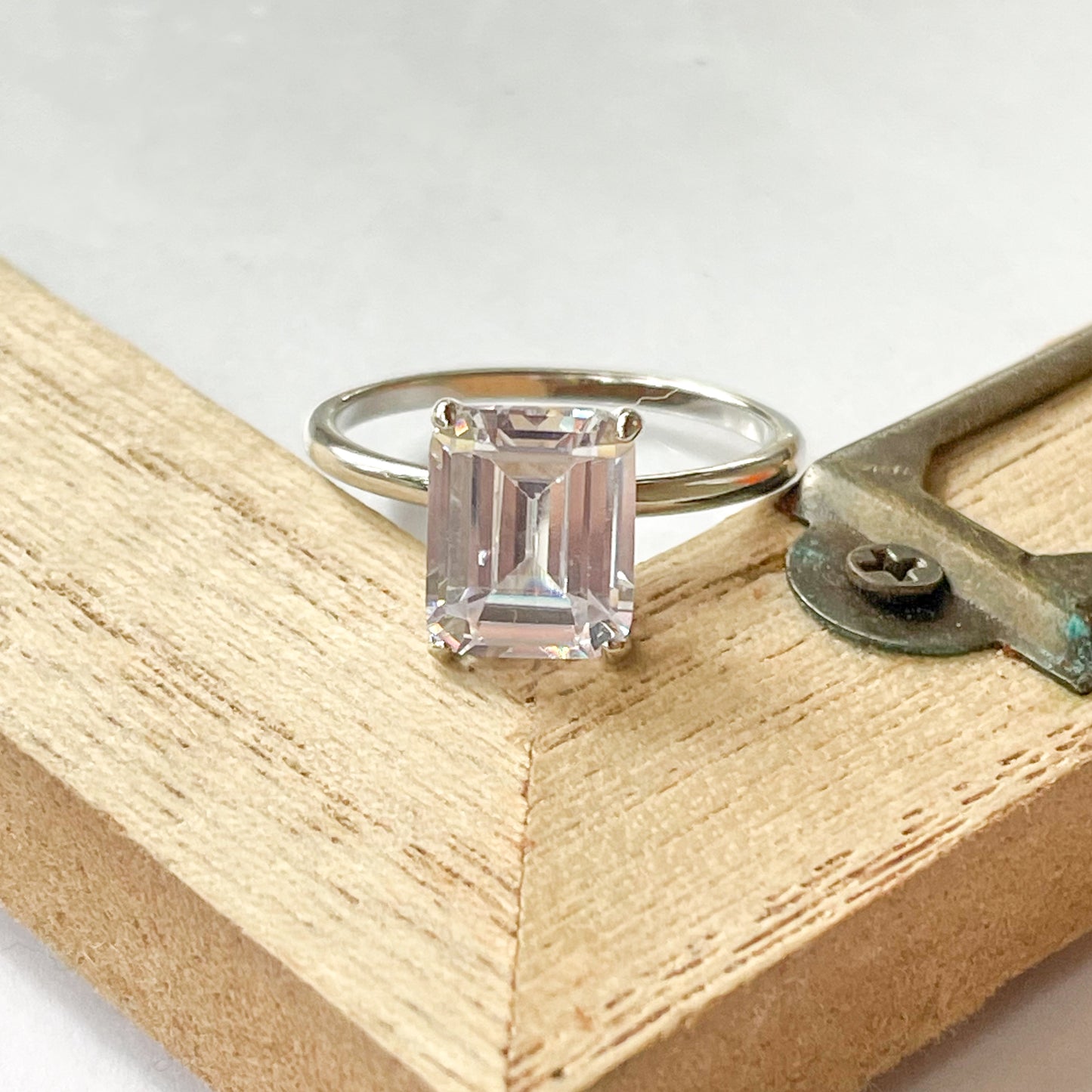 Sleek CZ Prong Sized Ring - Solid Sterling Silver or Vermeil