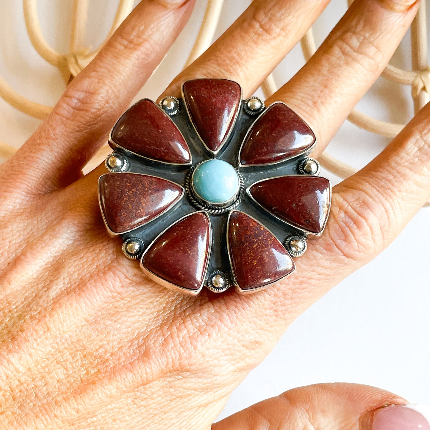 Mookaite & Turquoise Statement Ring - Solid Sterling silver