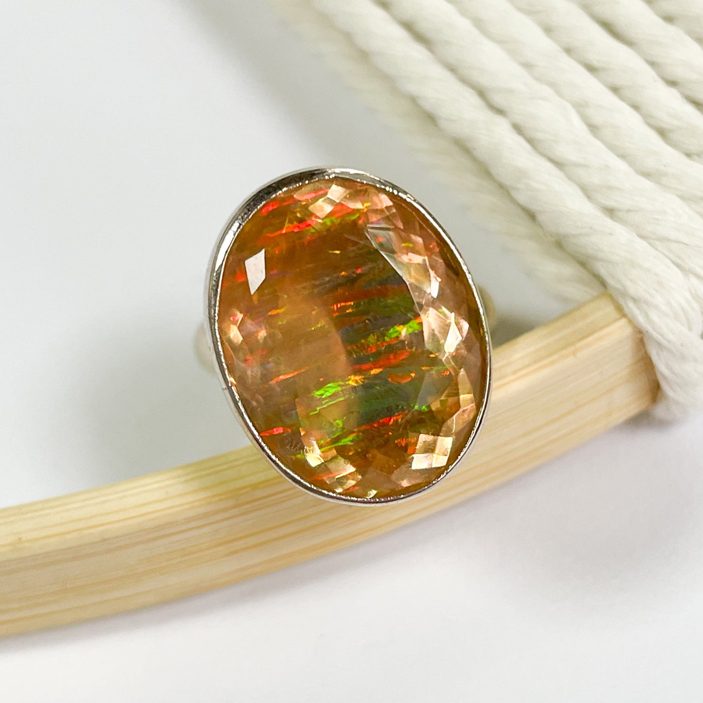 Yellow Galaxy Doublet Ring - Solid Sterling Silver
