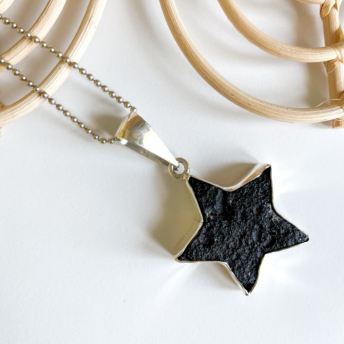 Tektite Star Pendant - Solid Sterling Silver