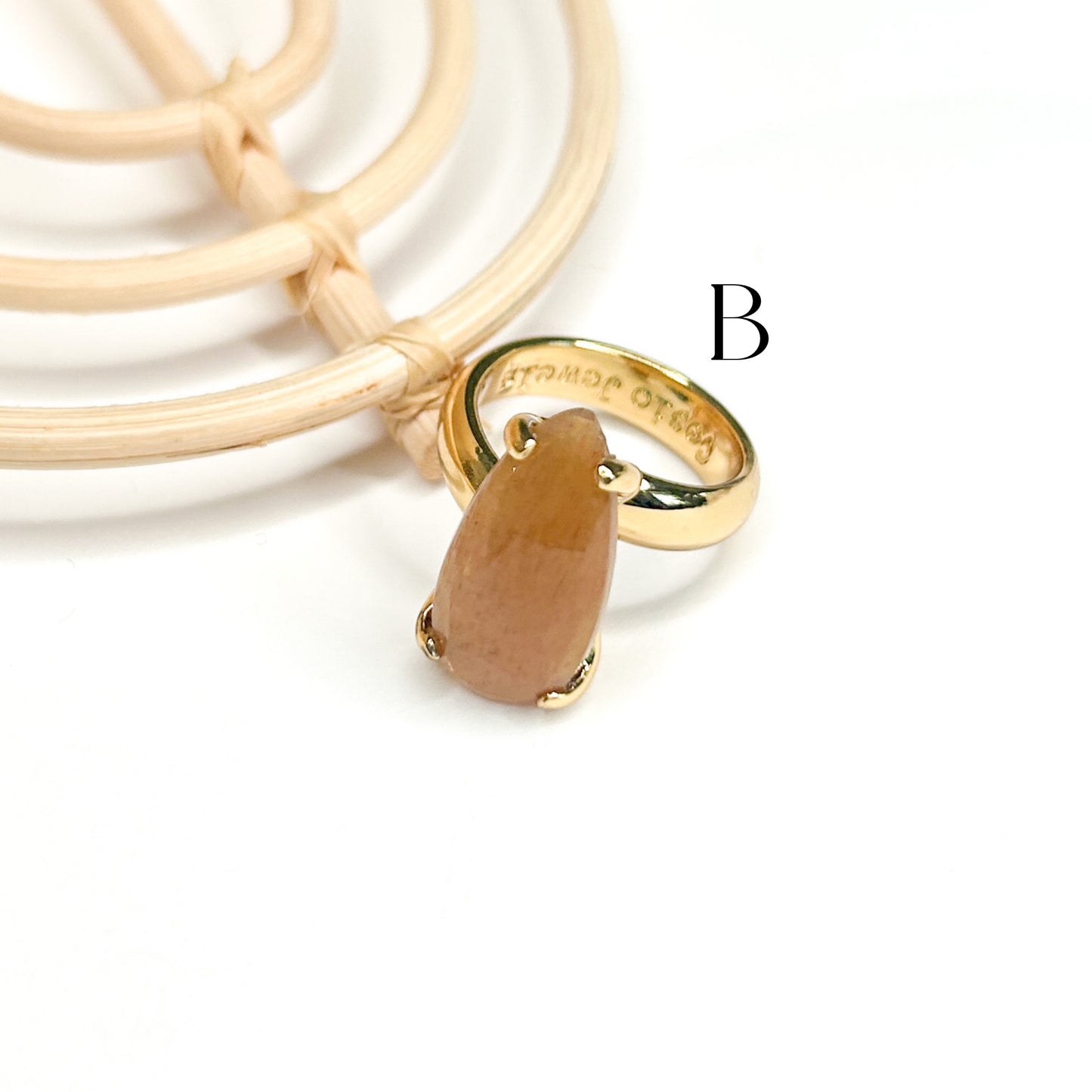Sunstone Faceted Prong Ring - Alchemia
