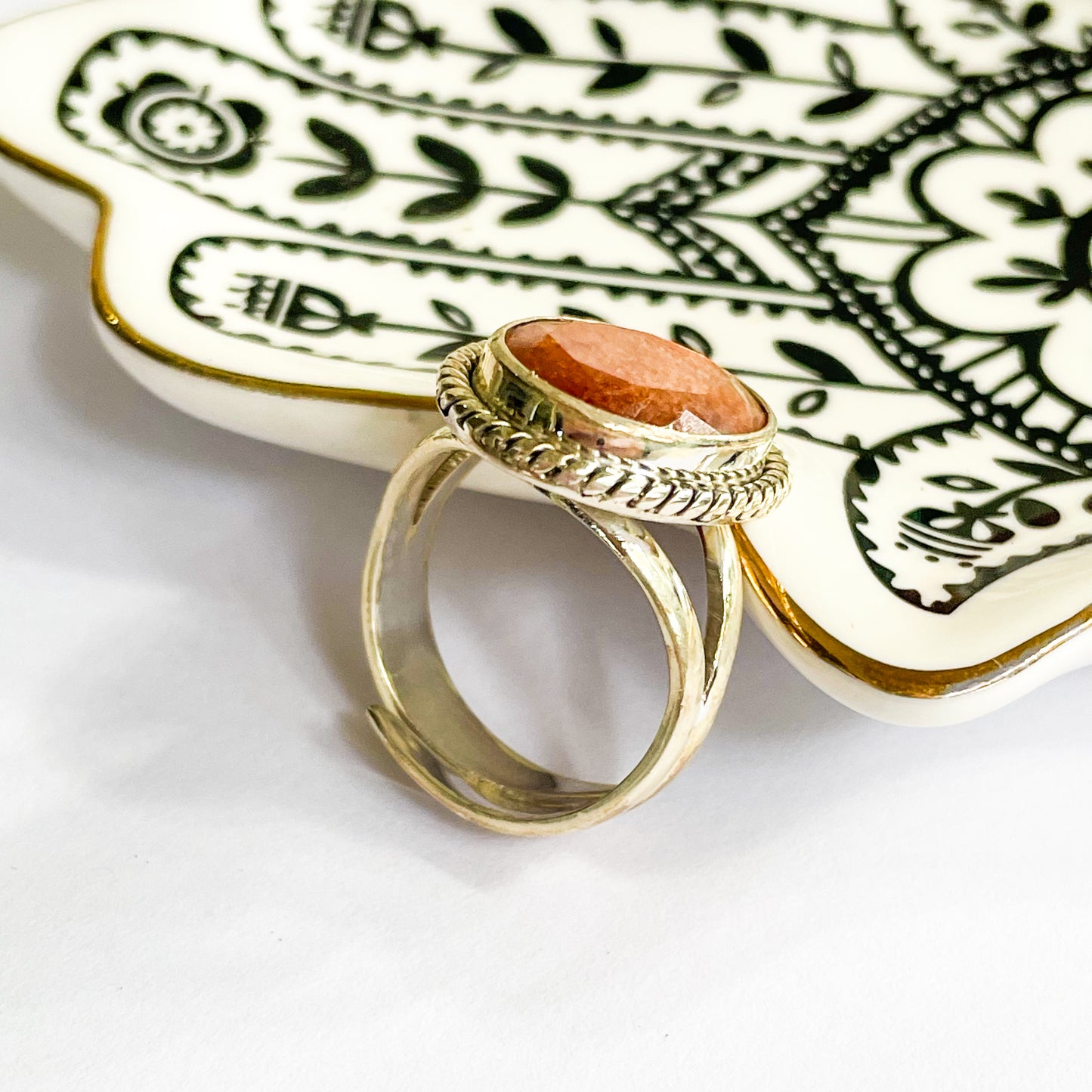 Sunstone Ring - Solid Sterling Silver