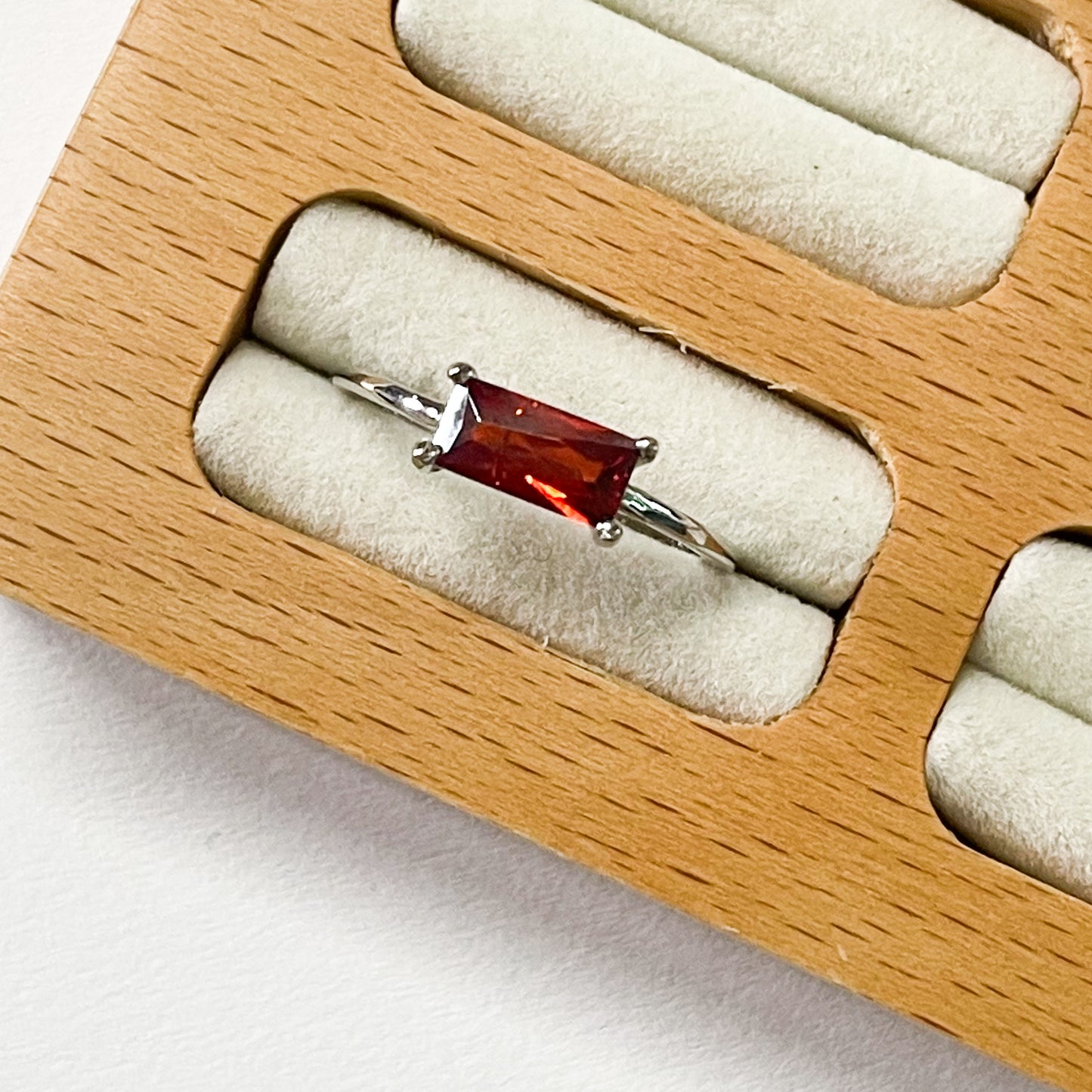 Dainty Red Garnet CZ Sized Ring - SSS or Vermeil