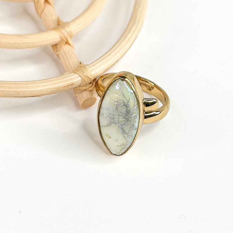 MOP Silver Marbling Matrix  Ring - Alchemia