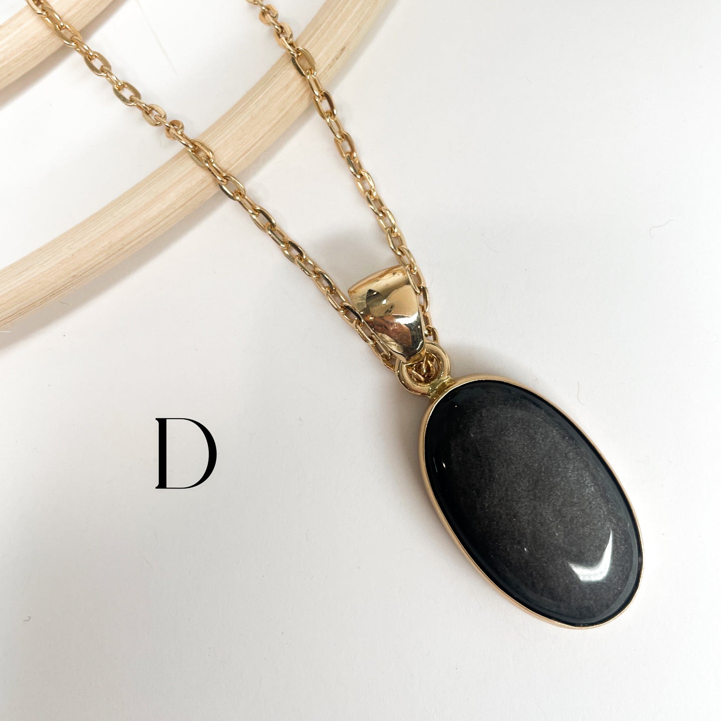Silver Sheen Obsidian Oval Ring & Pendant - Both Metals