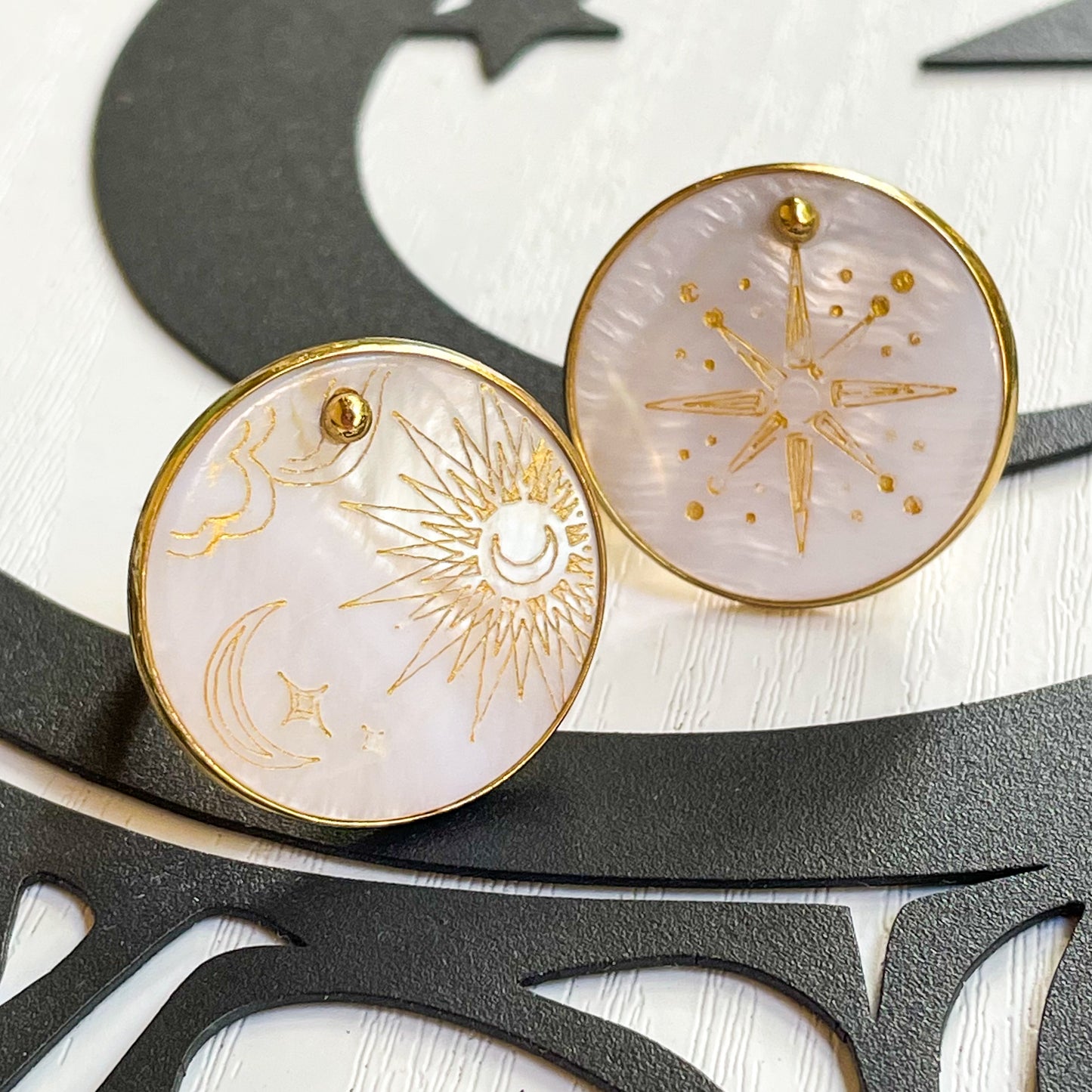 Mother of Pearl Sun Moon Ring - Alchemia Gold