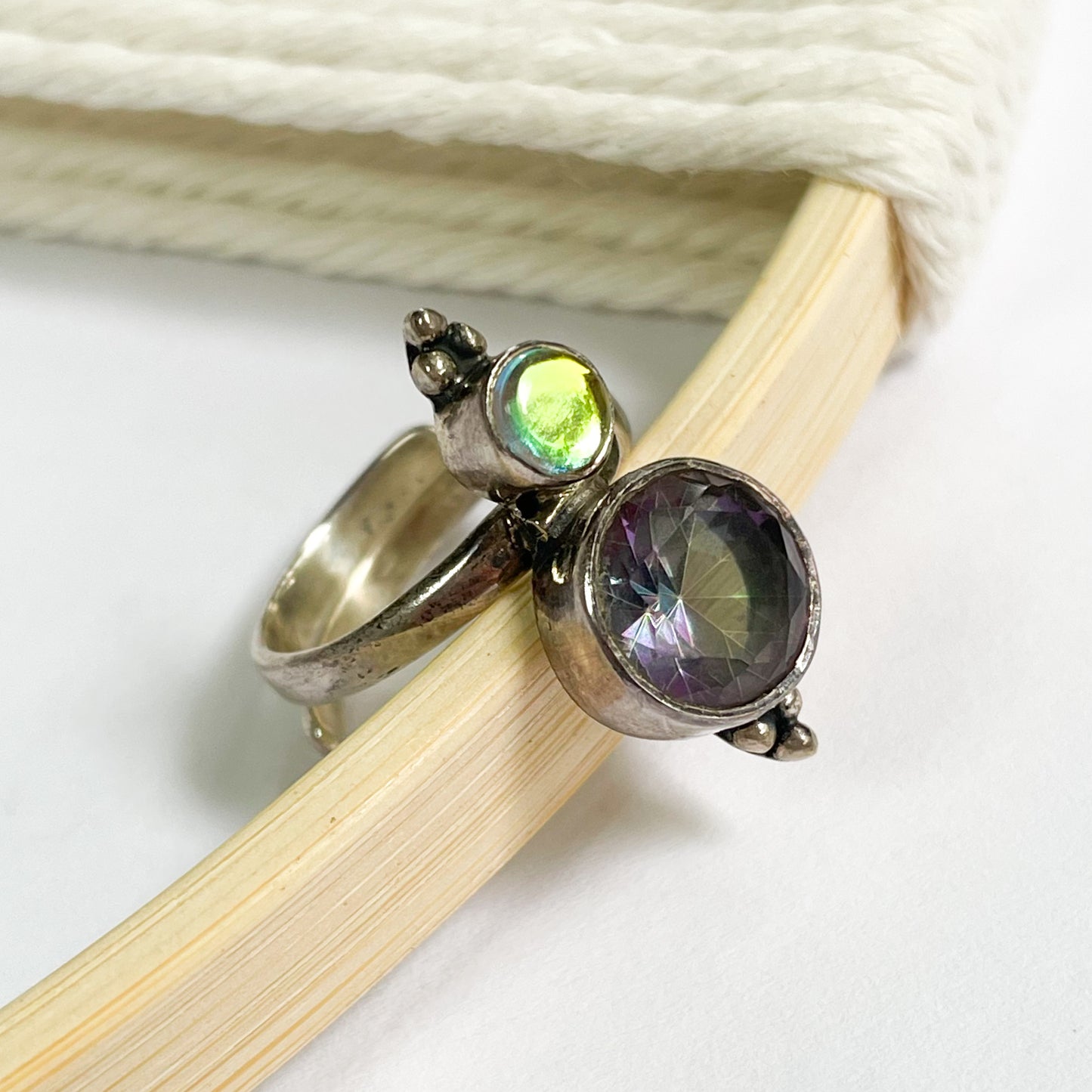 Mystic Quartz & Mercury Ring - Solid Sterling Silver