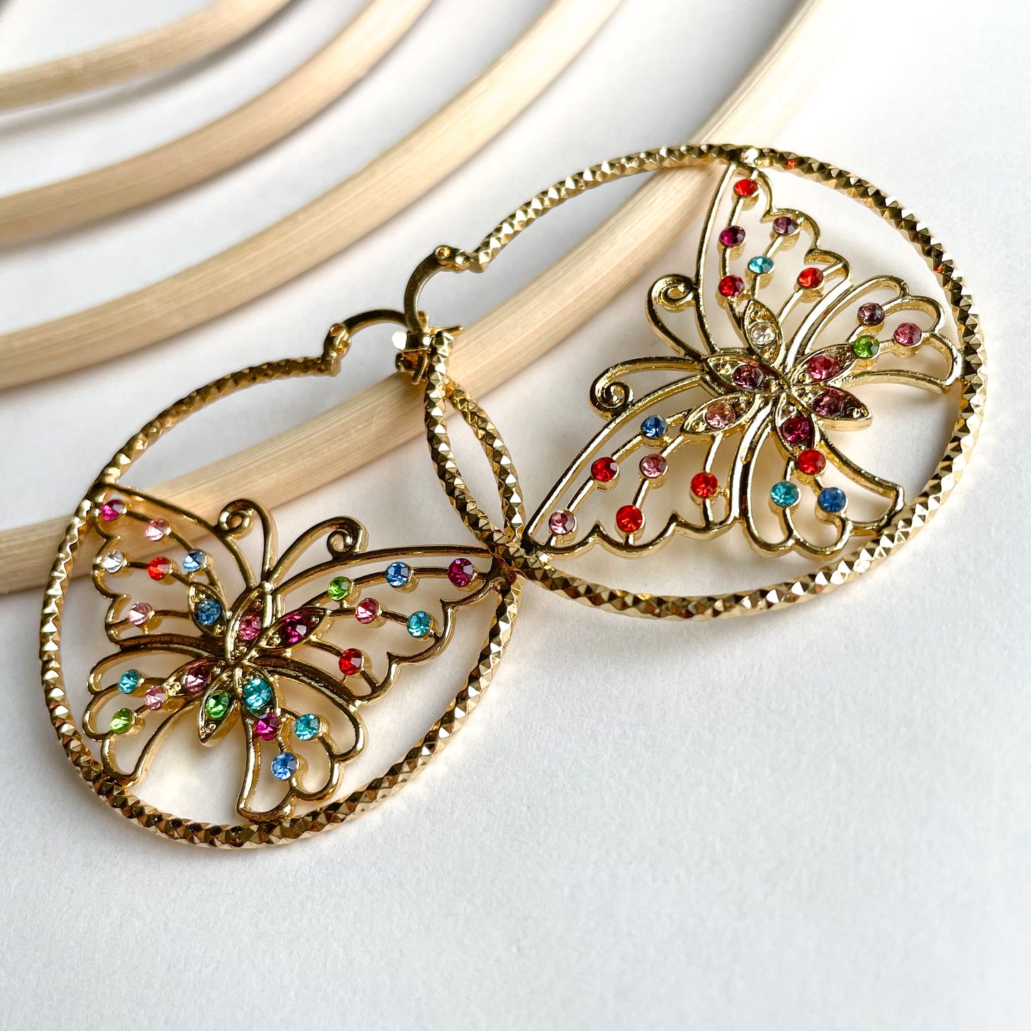 CZ Butterfly Hoop - 18k Gold Filled