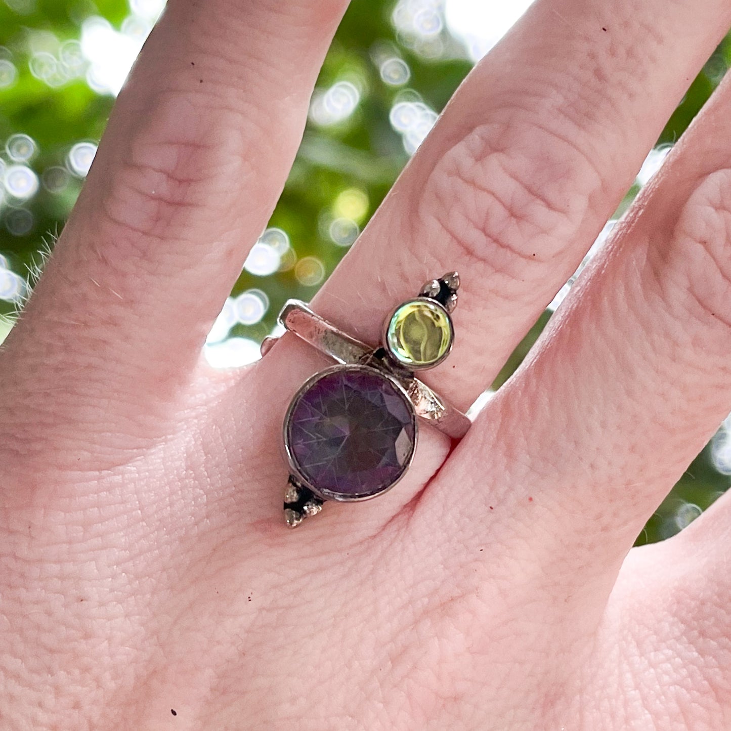Mystic Quartz & Mercury Ring - Solid Sterling Silver