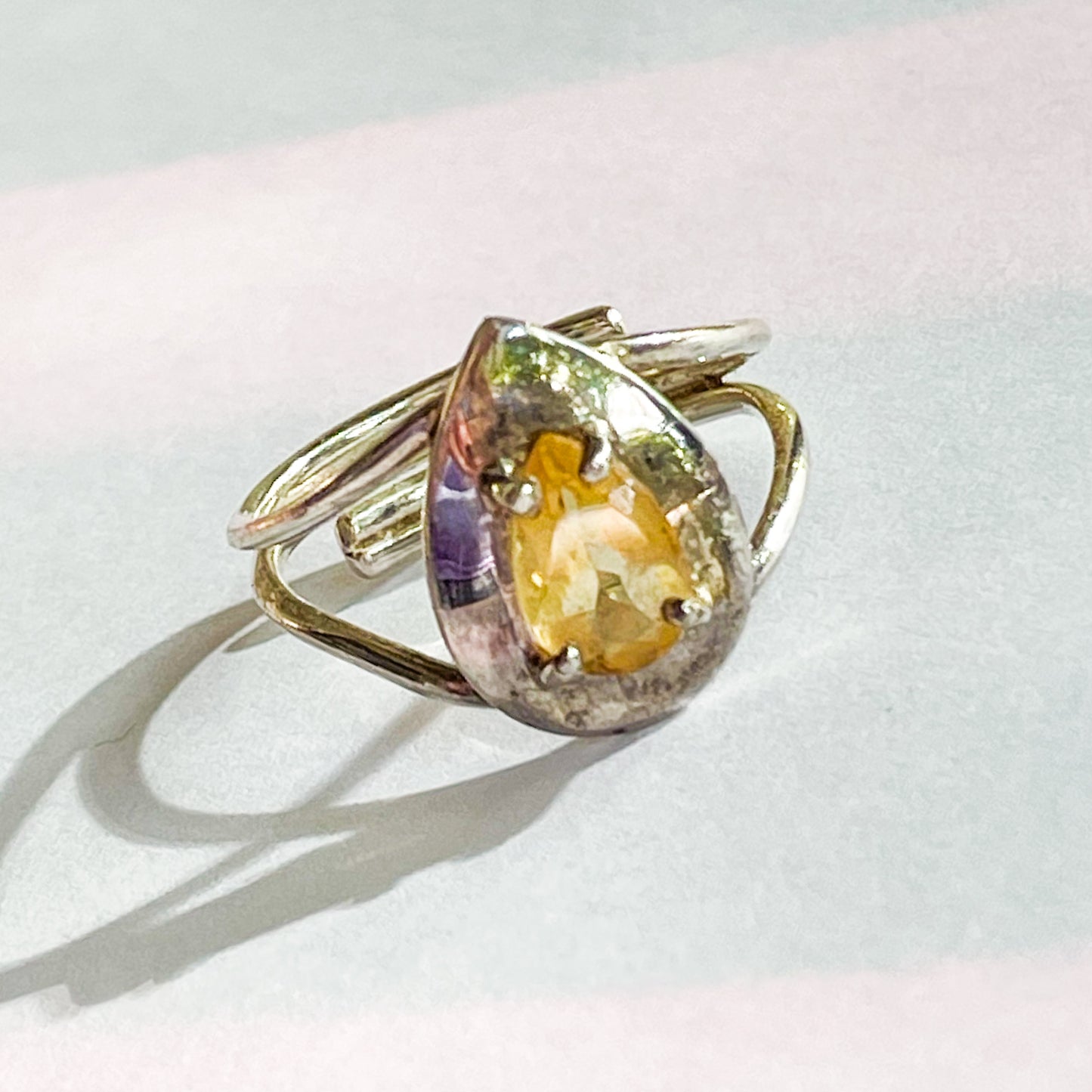 Citrine Dainty Prong Ring - Solid Sterling Silver