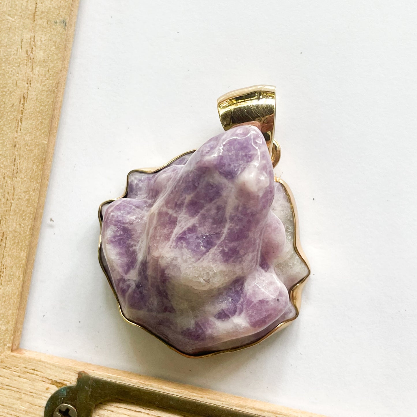 Unique Amethyst or Blue Fiber Frog Pendant - Alchemia