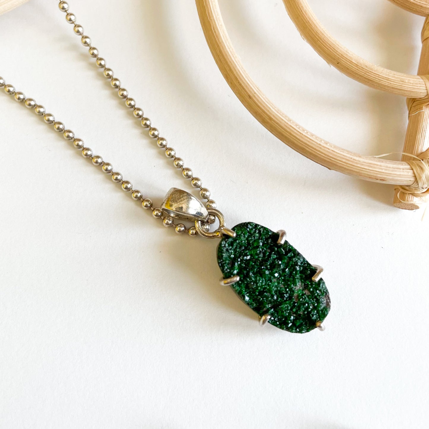 Uvarovite Pendant - Solid Sterling Silver