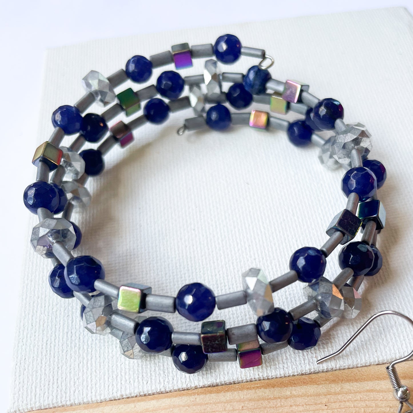 Sapphire Quartz & Hematite Wrap Set