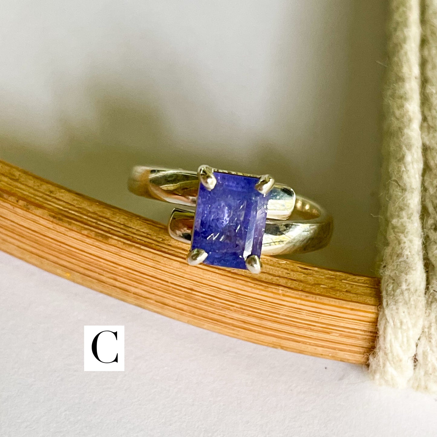 Certified Natural Tanzanite Prong Ring - Solid Sterling Silver