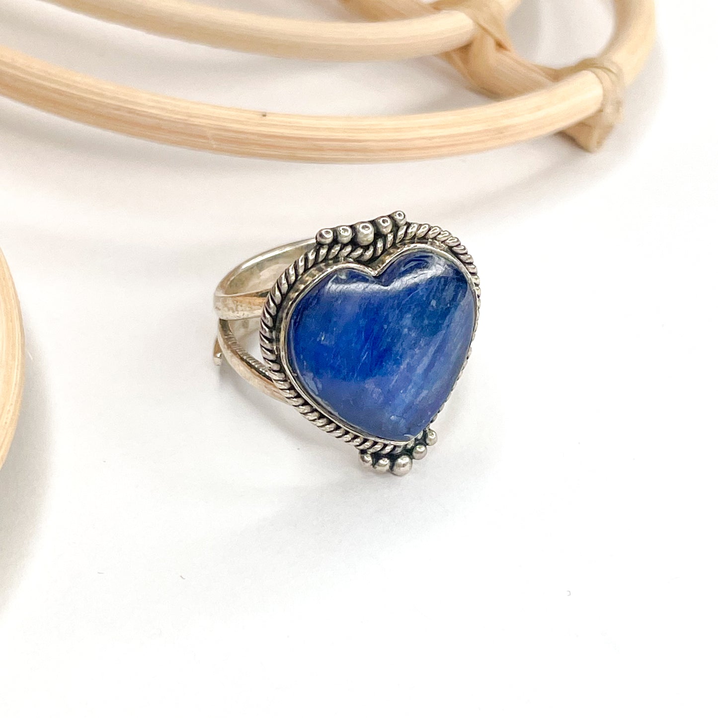 Kyanite Heart Ring - Solid Sterling Silver