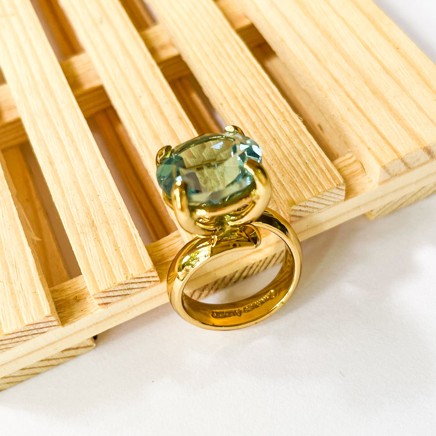 Blue Polka Dot Prong Ring - Alchemia Gold