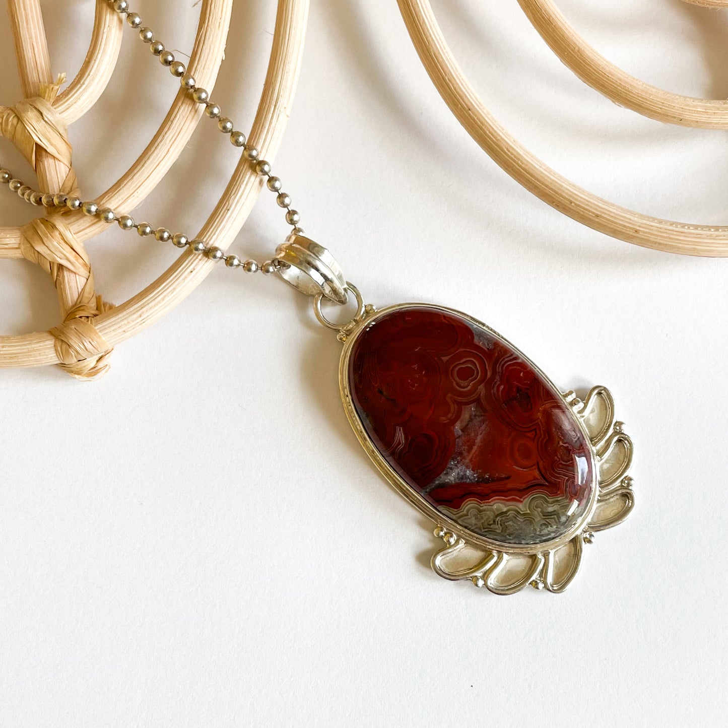 Crazy Lace Agate Pendant - Solid Sterling Silver