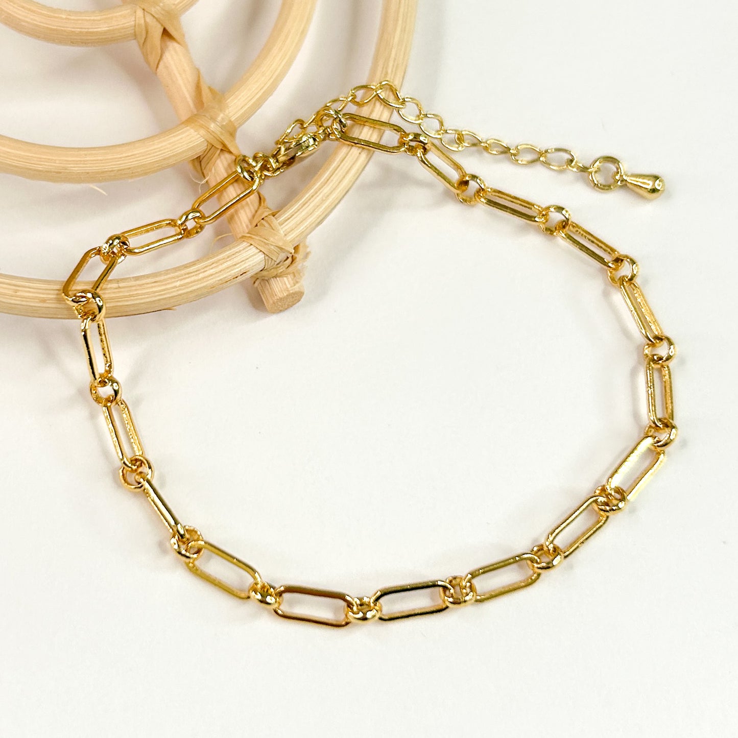 Oval & Circle Link Bracelet - 18K Gold Filled